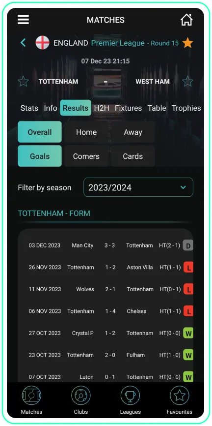 Matches results btn